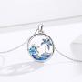 Waysles Turtle Necklace for Women Sterling Silver Tropical Palm Tree/Ocean Wave and Cute Turtle Pendant Necklaces Lovely Jewelry Gift for Women Girls
