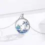 Waysles Turtle Necklace for Women Sterling Silver Tropical Palm Tree/Ocean Wave and Cute Turtle Pendant Necklaces Lovely Jewelry Gift for Women Girls