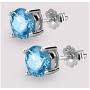 Genuine Sterling Silver Birthstone Stud Earrings 8mm 2 Carat Created Diamond or Gemstone Hypoallergenic Nickel Free Jewelry Birthday Women Girls Men Gifts