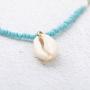 Jovono Bohemian Necklace with Turquoise Beads and Shell Pendant for Birthday Friendship Jewelry Mothers Day Gift (Gold)