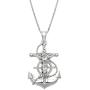 Honolulu Jewelry Company Sterling Silver Crucified Jesus on an Anchor Necklace Pendant with 18'' Box Chain