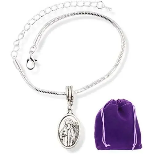 EPJ Catholic Gifts Saint St Benedict Medal San Benito Religious Jewelry Bracelet for Women Silver Plated Chain Charm Gifts Catholic Bracelet for Women Men Boys and Girls EPJ Catholic Gifts Saint St Benedict Medal San Benito Religious Jewelry Bracelet for Women Silver Plated Chain Charm Gifts Catholic Bracelet for Women Men Boys and Girls