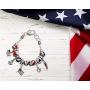 Lola Bella Gifts USA American Flag Patriotic Charm Bracelet with Gift Box