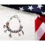 Lola Bella Gifts USA American Flag Patriotic Charm Bracelet with Gift Box
