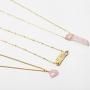 Injoy Jewelry Synthetic Rose Quartz Multilayer Chain Necklace Gemstone Leaf Pendant Necklace for Women Girls
