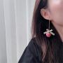 ZRosse 2 Pairs 3D Pink Peach Drop Earrings Cute Fruit Gold Dangle Earrings Charm Jewelry Gift Earrings for Women Girls