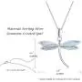FANCIME October Birthstone White/Yellow Gold Plated Sterling Silver Opal Dragonfly Necklace Long Chain Charm Dainty Pendant Jewelry for Women Girls 16''+2''