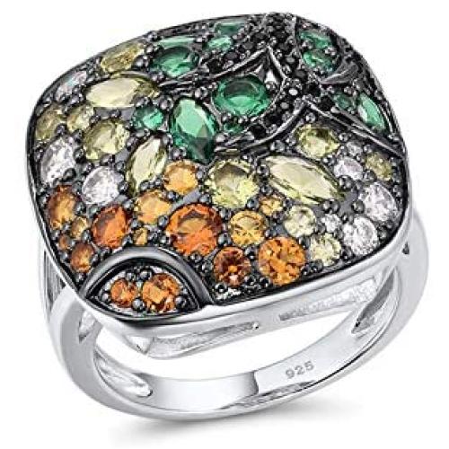Santuzza Cushion Ring 925 Sterling Silver Green Spinel White Nano Cubic Zirconia Rings Jewelry For Women