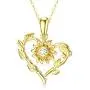 14k Solid Gold Heart Shaped Sunflower Pendant Necklaces for Women - Moissanite Necklaces Gold Jewelry Present for Wife Girlfriend Mother 14k Solid Gold Heart Shaped Sunflower Pendant Necklaces for Women - Moissanite Necklaces Gold Jewelry Present for Wife Girlfriend Mother