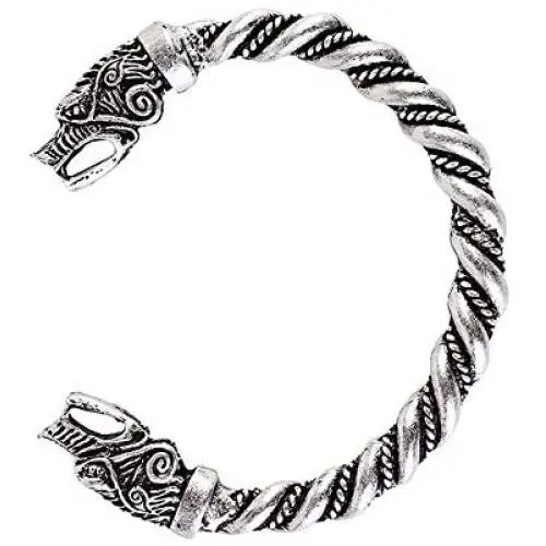 Viking Wolf Bracelet Fenrir Wolf Bracelet Bangle Twisted Wire Pagan Bracelet Bag Package (antique silver) Viking Wolf Bracelet Fenrir Wolf Bracelet Bangle Twisted Wire Pagan Bracelet Bag Package (antique silver)