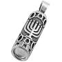 Jerusalem Pearls Silver 925 Pendant of Mezuzah & Scroll with Israel Menorah Symbol