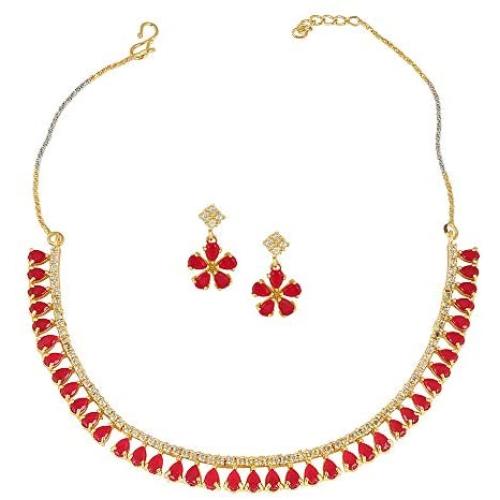 MUCH-MORE Indian Bollywood Zircon & Crystal Stone Fashion Traditional Necklace Set