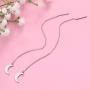 fishhook Threader Tassel Earrings Stainless Steel Silver Tone Geometric Shape Drop Dangle Long Charm Earrings for Women Girls