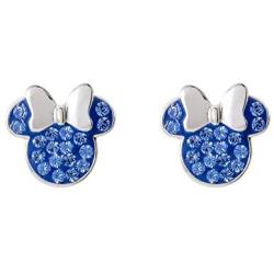 Disney Minnie Mouse Birthstone Jewelry for Women and Girls, Sterling Silver Pave Crystal Stud Earrings