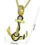 VANAXIN Nautical Anchor Necklace Pendants Pirate Navy Anchor Necklaces 24 inch Gold Chain Hip Hop Jewelry(JNR11131)
