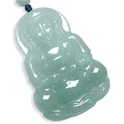 Guan Yin Pendant | Guan Yin Necklace | Kuan Yin Pendant | Jade Pendant | Kuan Yin Pendant | Kwan Yin Necklace | Guanyin Necklace | Grade A Jadeite Jade, 26'' Adjustable Rope ( 54..5mm High)