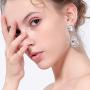 mecresh Clear/Gold Teardrop Austrian Crystal Bridal Dangle Earring