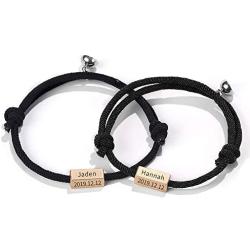 Mutual Attraction Rope Braided Couple Bracelets Charm Pendants with Magnetic Bells 2 PCS Gift Jewelry Set for Women Men …