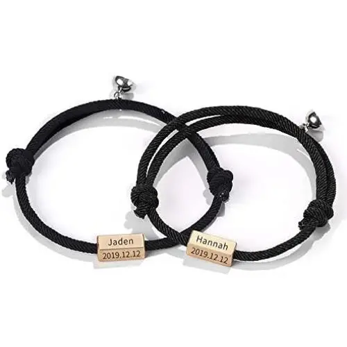 Mutual Attraction Rope Braided Couple Bracelets Charm Pendants with Magnetic Bells 2 PCS Gift Jewelry Set for Women Men … Mutual Attraction Rope Braided Couple Bracelets Charm Pendants with Magnetic Bells 2 PCS Gift Jewelry Set for Women Men …
