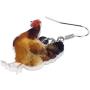 NEWEI Sweet Acrylic Chicken Hen Earrings Dangle Drop Fashion Farm Animal Jewelry for Girls Women Teens Gift Charms