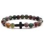 Fuqimanman2020 8 Pcs Cross Beads Bracelet Set 8mm Lava Rock Tiger Eye Stone Bracelets Turquoise Natural Stone Stretch Elastic Healing Bracelets for Women Girls Jewelry