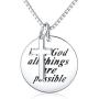 925 Sterling Silver Faith Hope Religious Jewelry Cross Necklace With God All Things Are Possible Inspirational for Women Girls Teens