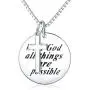 925 Sterling Silver Faith Hope Religious Jewelry Cross Necklace With God All Things Are Possible Inspirational for Women Girls Teens
