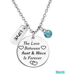 TISDA Birthstone Crystals Necklace,The Love Between Aunt and Niece is Forever Necklace Family Jewelry