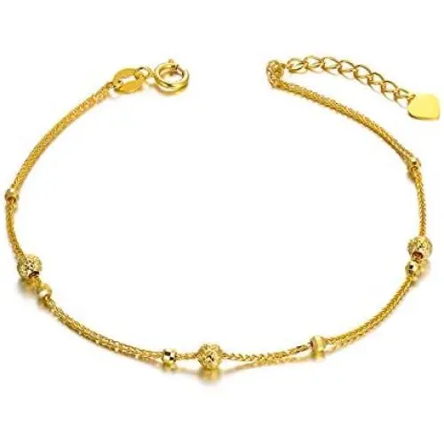 18K Solid Gold Bracelet for Women, Dainty Real Gold Beads Ball Adjustable Chain Bracelet Fine Jewelry Gift for Her, Wife, Mom, Girls, 6.5 18K Solid Gold Bracelet for Women, Dainty Real Gold Beads Ball Adjustable Chain Bracelet Fine Jewelry Gift for Her, Wife, Mom, Girls, 6.5