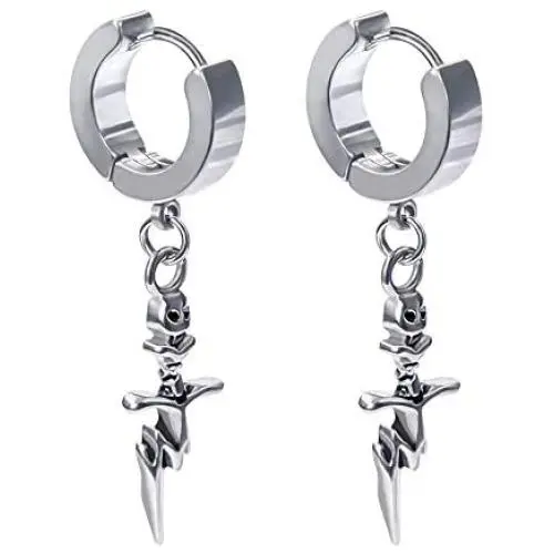 YC_jewelry Men Women Stainless Steel Skull Dangle Hinged Hoop Earrings Piercing Hoop Huggie Dangle Drop Earrings for Men Women YC_jewelry Men Women Stainless Steel Skull Dangle Hinged Hoop Earrings Piercing Hoop Huggie Dangle Drop Earrings for Men Women