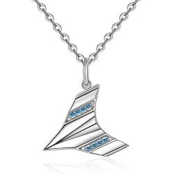 Lovgifset Paper Airplane Necklace Harry Necklaces Styles Singer S925 Sterling Silver for Women Men Blue White Gold Plated