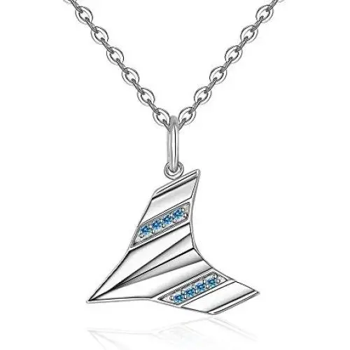 Lovgifset Paper Airplane Necklace Harry Necklaces Styles Singer S925 Sterling Silver for Women Men Blue White Gold Plated