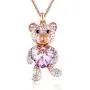 GEORGE · SMITH Brother Bear Animal Necklace Purple Heart Teddy Pendant Necklace with Crystals from Austria, Birthday Gifts for Daughter Teen Girls Girlfriend