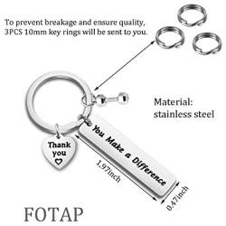 FOTAP Fitness Trainer Thank You Gift You Make a Difference Keychain Workout Jewelry Gift for Fitness Instructor