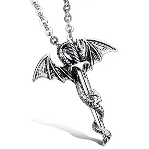 Godyce Dragon Sword Pendant Necklace Stainless Steel Men Vintage Jewelry Godyce Dragon Sword Pendant Necklace Stainless Steel Men Vintage Jewelry