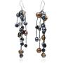 Striking Waterfall Cultured Freshwater Black Pearl .925 Sterling Silver Dangle Earrings
