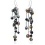 Striking Waterfall Cultured Freshwater Black Pearl .925 Sterling Silver Dangle Earrings Striking Waterfall Cultured Freshwater Black Pearl .925 Sterling Silver Dangle Earrings