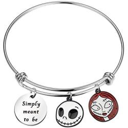 FUSTMW Simply Meant to Be Keychain Jack and Sally Inspired Gifts The Nightmare Before Christmas Movie Fan Gifts