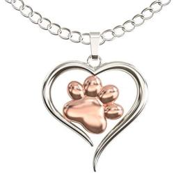 Dog Paw Necklace – Heart Shaped Paw Pendant for Women – Cute Dog Lover Charm with Message Card