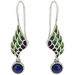 EVER FAITH Womens 925 Sterling Silver Enamel Lapis Lazuli Angel Wing Daily Hook Drop Earrings