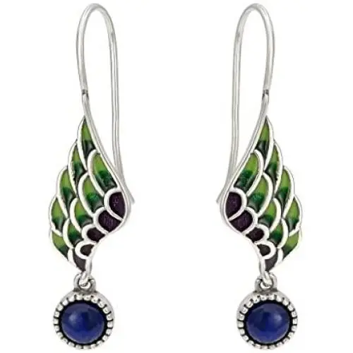 EVER FAITH Womens 925 Sterling Silver Enamel Lapis Lazuli Angel Wing Daily Hook Drop Earrings EVER FAITH Womens 925 Sterling Silver Enamel Lapis Lazuli Angel Wing Daily Hook Drop Earrings