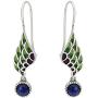 EVER FAITH Womens 925 Sterling Silver Enamel Lapis Lazuli Angel Wing Daily Hook Drop Earrings
