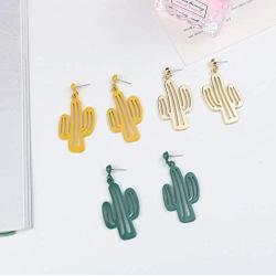 YINLIN Enamel Alloy Colorful Cute Cactus Dangle Earrings