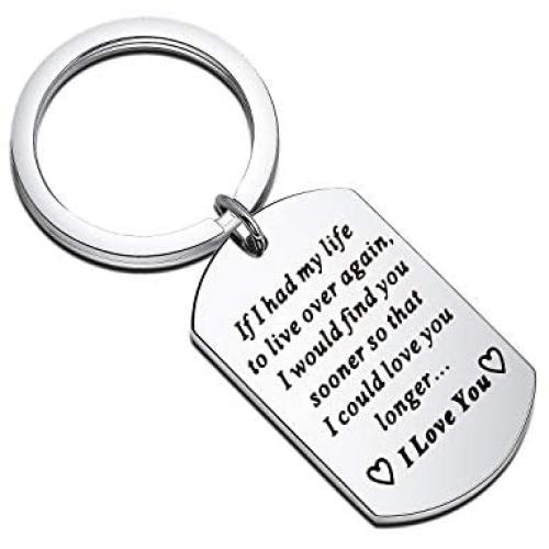 FUSTMW Couple Keychains Husband from Wife Couple Gifts for Girlfriend Boyfriend I Love You Keychain if I Had My Life to Live Over Again I Would Find You Sooner