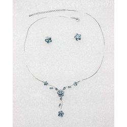 Faship Gorgeous Rhinestone Crystal Floral Necklace Earrings Set