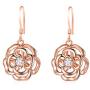 AOBOCO Sterling Silver Rose Flower Earrings, Rose Gold Plated, Clear Crystal from Austria, Hypoallergenic Dangle Drop earrings, Anniversary Birthday Jewelry Rose Flower Gifts for Women