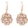 AOBOCO Sterling Silver Rose Flower Earrings, Rose Gold Plated, Clear Crystal from Austria, Hypoallergenic Dangle Drop earrings, Anniversary Birthday Jewelry Rose Flower Gifts for Women