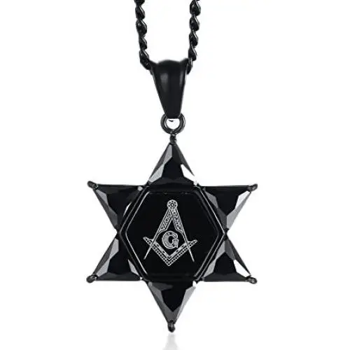 Mealguet Jewelry Stainless Steel Star of David Cubic Zirconia Hexagram Masonic Freemason Pendant Necklace for Men,24'' Chain Mealguet Jewelry Stainless Steel Star of David Cubic Zirconia Hexagram Masonic Freemason Pendant Necklace for Men,24'' Chain