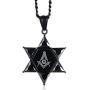 Mealguet Jewelry Stainless Steel Star of David Cubic Zirconia Hexagram Masonic Freemason Pendant Necklace for Men,24'' Chain