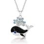 BLING BIJOUX Playful Black Whale with Water Splash Crystal Pendant Necklace for Women & Girls, Never Rust 925 Sterling Silver with Free Breathtaking Gift Box for a Special Moment of Love